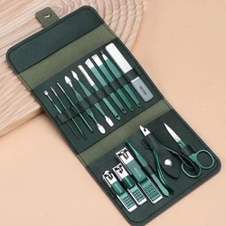 Dark Green Stainless Steel Nail Scissors Manicure Tools for Household Nail Clippers Set Pedicure Care Cuticle Nipper Travel Kit