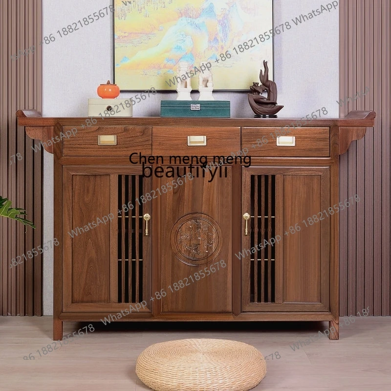 Chinese solid wood porch cabinet against the wall long table simple porch table supply table locker zen