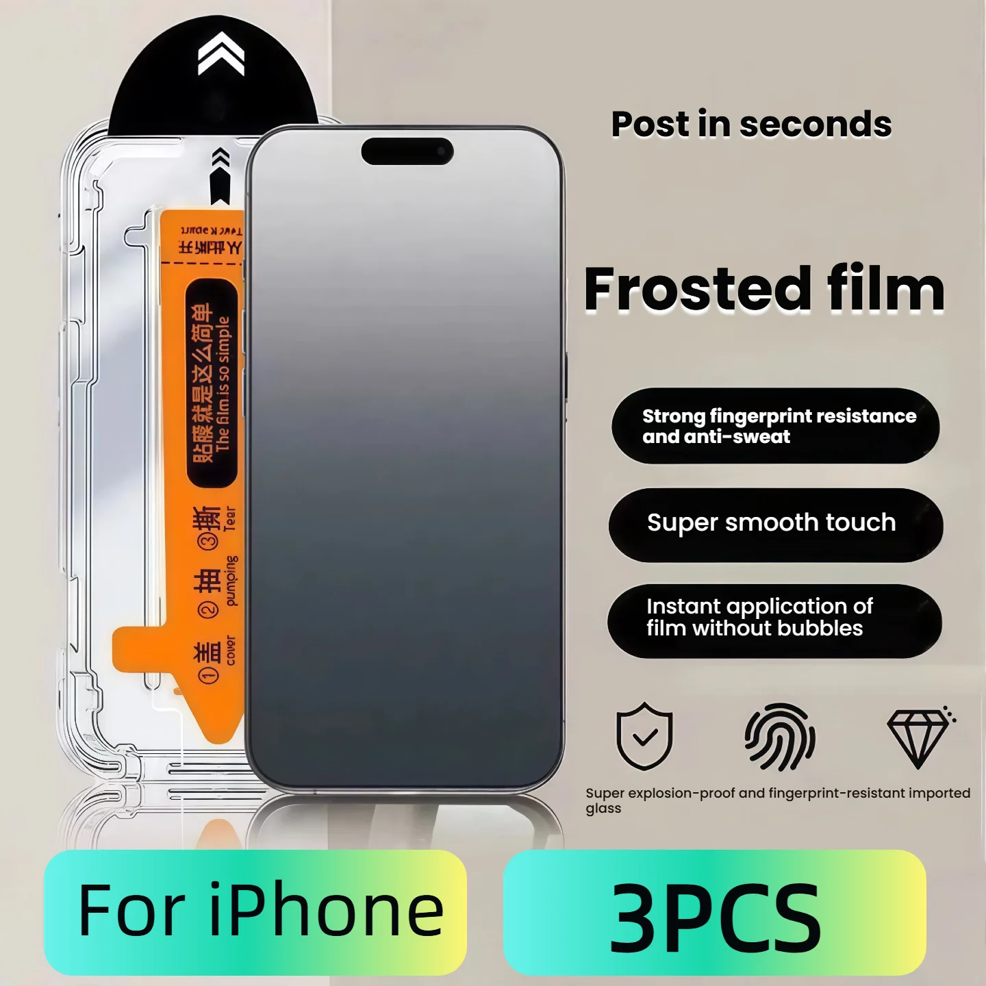 3er-Pack matte HD-Displayschutzfolie aus gehärtetem Glas für iPhone 17/16 Pro Max, 15 Plus/14/13 Pro und Air, staubfrei, blasenfrei