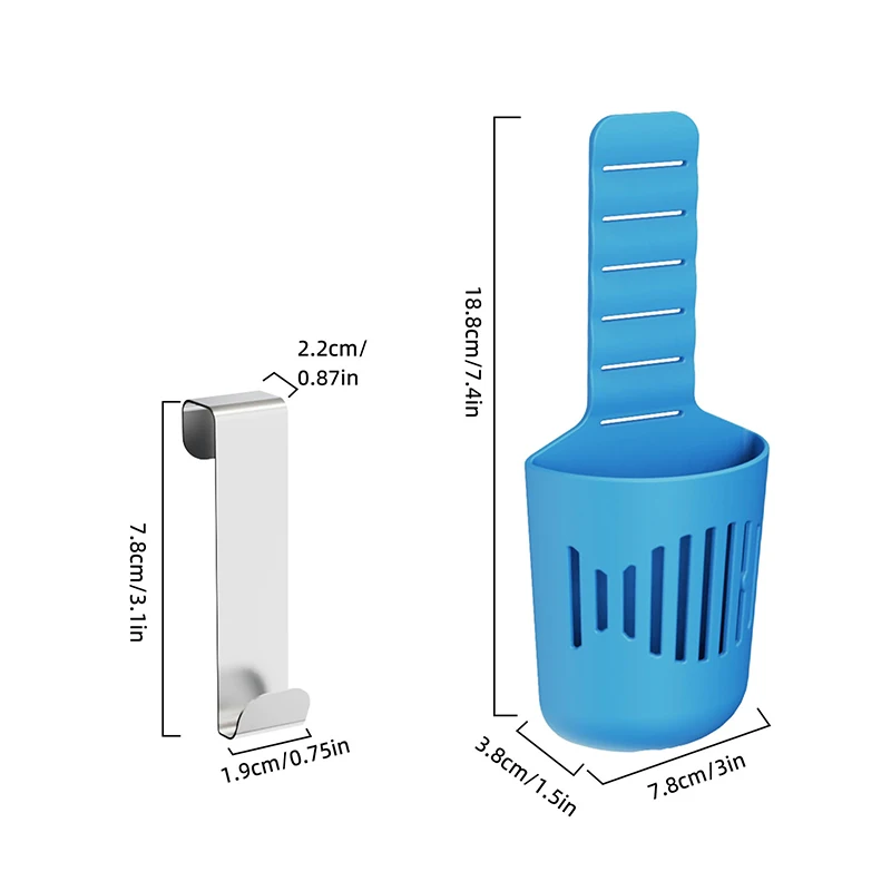 Adjustable Toilet Tank Cleaner Holder, Hanging Drainable Cleaning Tablet Basket with Stainless Hook, Bathroom Toilet Accessory