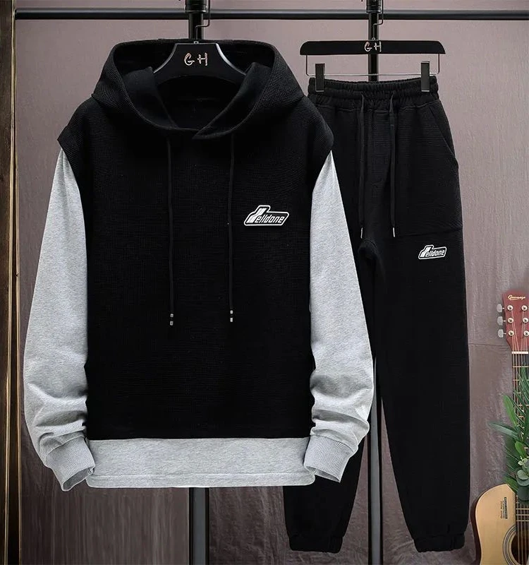 

Мужская толстовка с капюшоном, спортивный костюм Long Sve, комплект спортивной одежды для отдыха, полиэстер, осенний сезон, подходит для среднего возраста