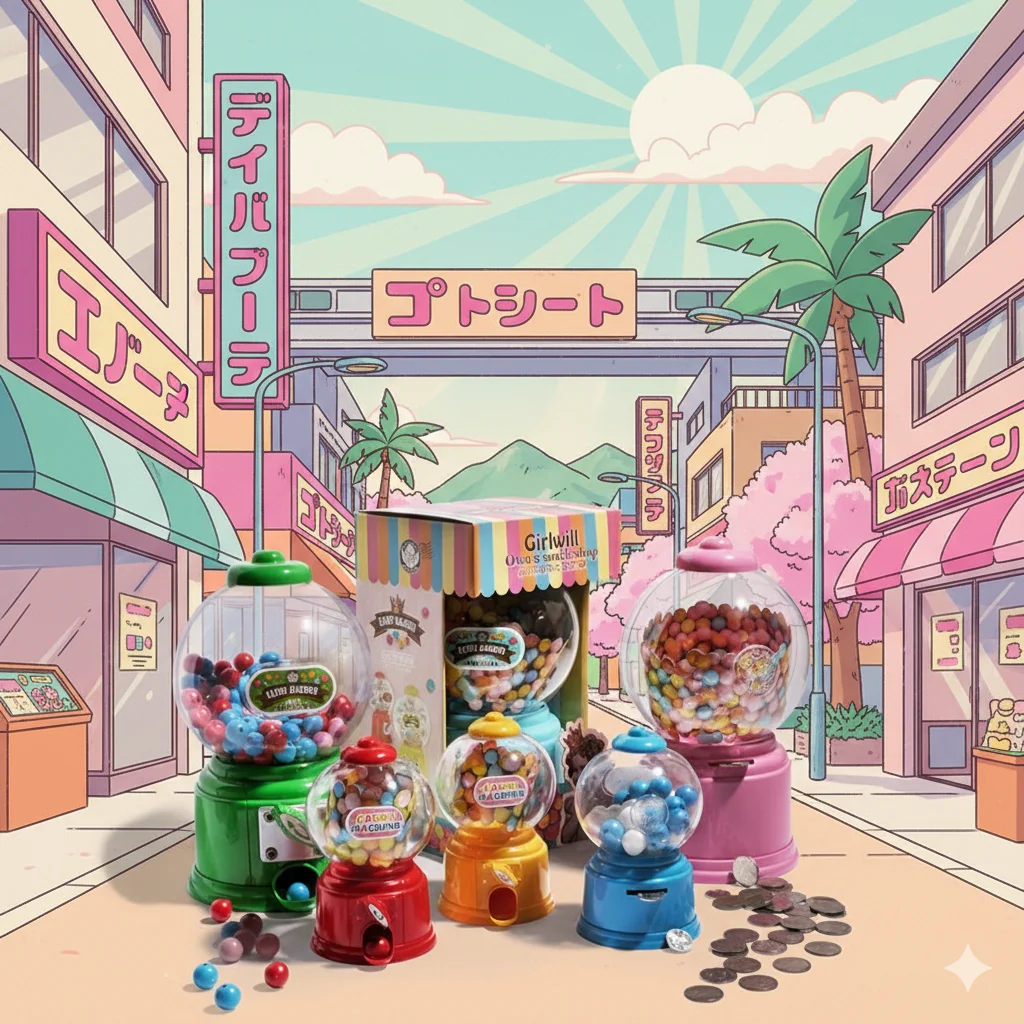 

Mini Candy Gachapon Machine Piggy Bank – Small & Large Capsule Candy Dispenser Toy, Coin Bank Vending Style