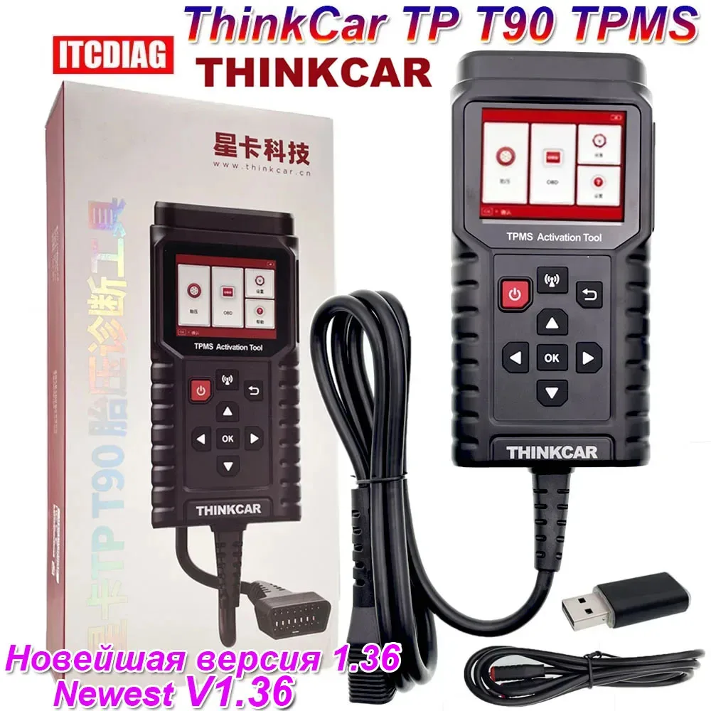 

НОВЫЙ V1.35 ThinkCar THINKTPMS TP T90 Программатор TPMS 315 МГц 433 МГц 2 в 1 Инструмент для диагностики давления в автомобильных шинах Инструмент для обслуживания датчика TPMS