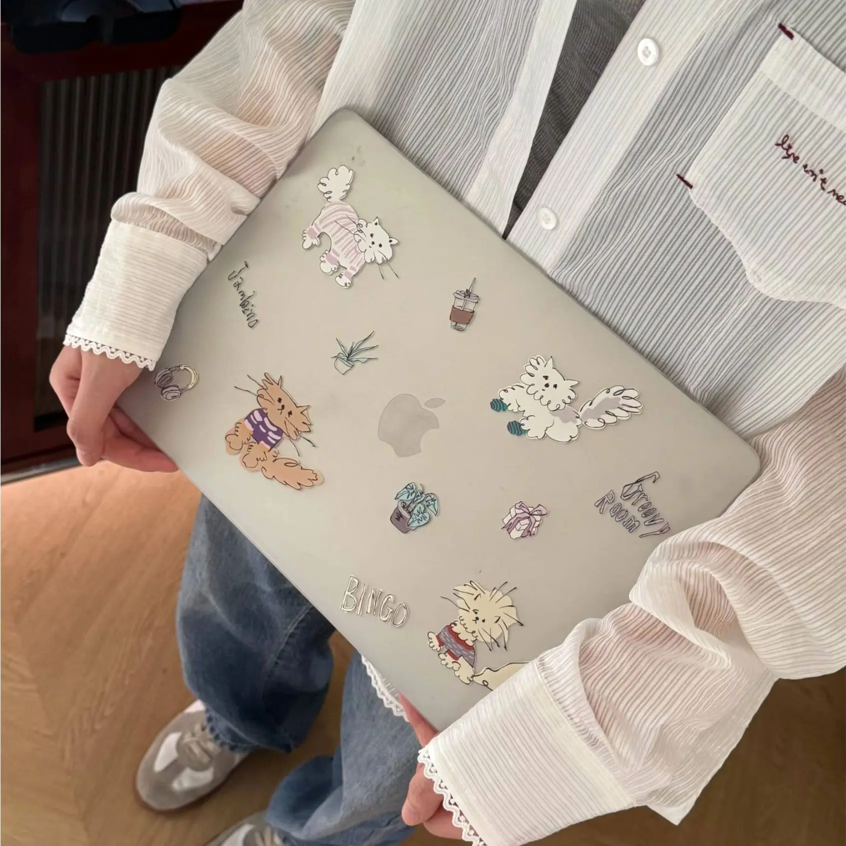 Stray Little Cat Crystal Laptop Cover For Macbook Air 13 15in NEO M5 M4 A3240 A3113 A2941 A2337 Pro 14 16 M3 M2 M1 A2338 Case