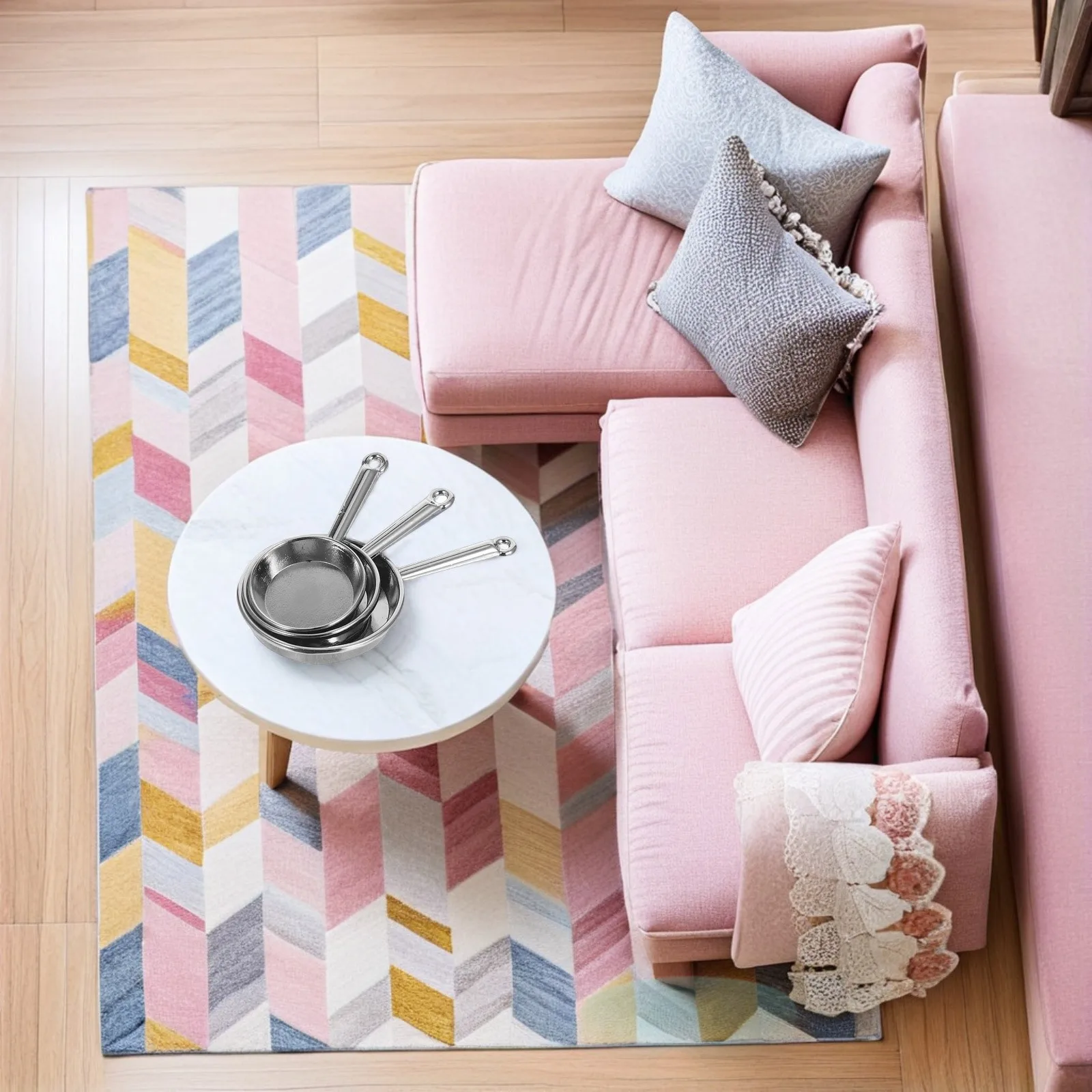 3 قطعة مقالي صغيرة واقعية دعائم مطبخ معدنية مفصلة لديكور بيت الدمى تجهيزات المطابخ المصغرة الوظيفية للتخييل