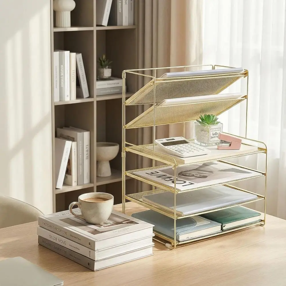 Organizador de papel con bandeja para cartas de 6 niveles, organizadores y accesorios de escritorio, organizador de archivos de escritorio, accesorios de escritorio de oficina para oficina