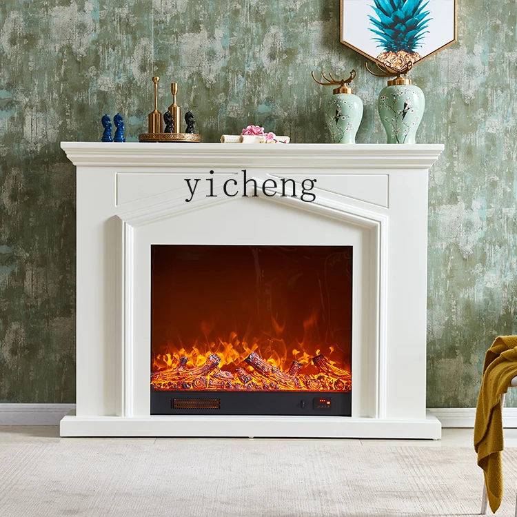 

FY solid wood white fireplace decorative cabinet TV cabinet living room background wall simulation