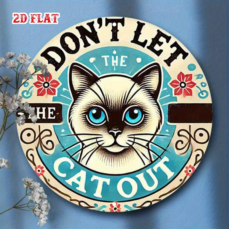 2D Flat, Aesthetics Design Metal  Whimsical Cat Metal Wall Art Decor, Wall Decor Signs for Home, Garage, Dining Room, Cafe