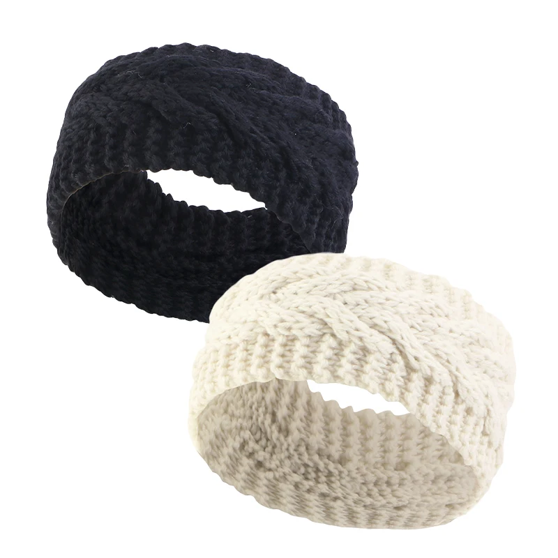 2 STK./SET Geflochtene Haarbänder aus Wolle, Winter-Strick-Innenschicht, winddicht und wärmendes Stirnband – Detail 8