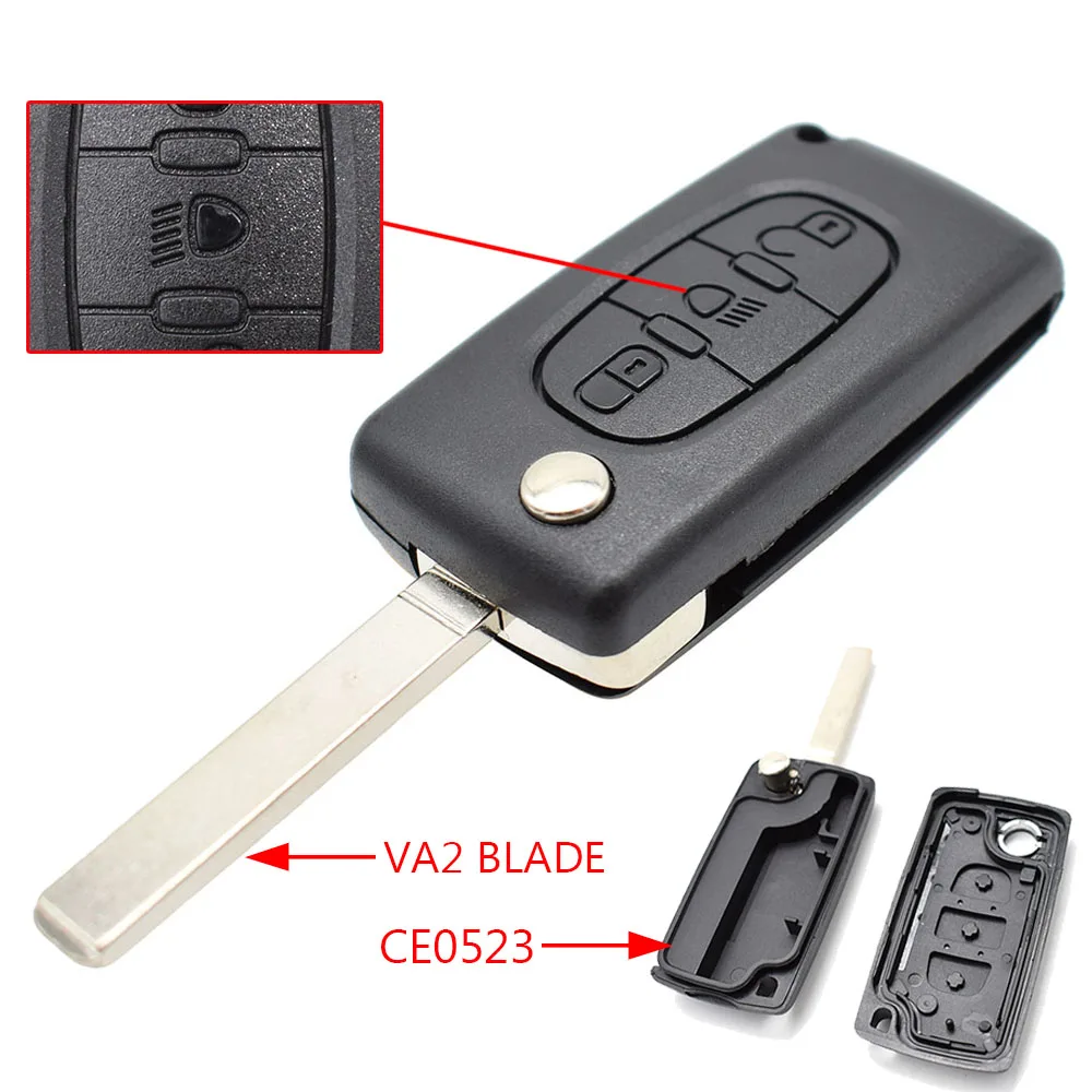 APKTNKA Car Replacement Remote Key Shell Case For Citroen C2 C3 C4 C5 C6 C8 Fob Case Cover 3 Button VA2 Blade CE0523 2008 - 2011