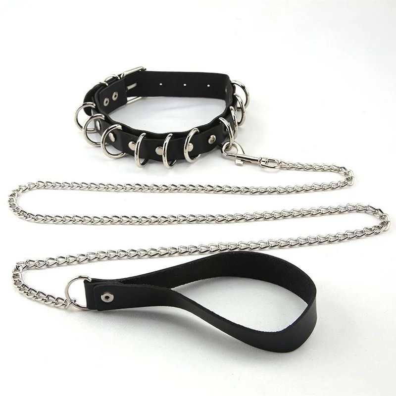 Dark exaggerated collar street shooting traction rope chain training neck sleeve loli bondage necklace necklace