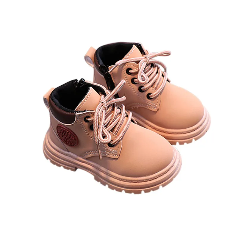 Autunno inverno bambini ragazzi ragazze stivali stile britannico Casual confortevole cravatta corda cerniera antiscivolo stivali corti scarpe