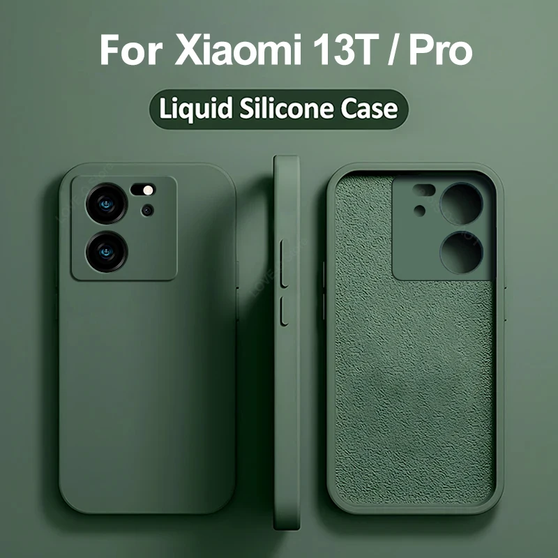 For Xiaomi 13T Pro Case Square Liquid Silicone Camera Lens Protector Soft Cover For Xiaomi Mi 13t 13 T Mi13T Pro Shockproof Case