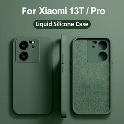 For Xiaomi 13T Pro Case Square Liquid Silicone Camera Lens Protector Soft Cover For Xiaomi Mi 13t 13 T Mi13T Pro Shockproof Case