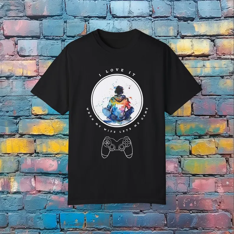 Love it When Wife Lets Me Game Dad T-Shirt - Gamer Tee for Gaming Enthusiasts