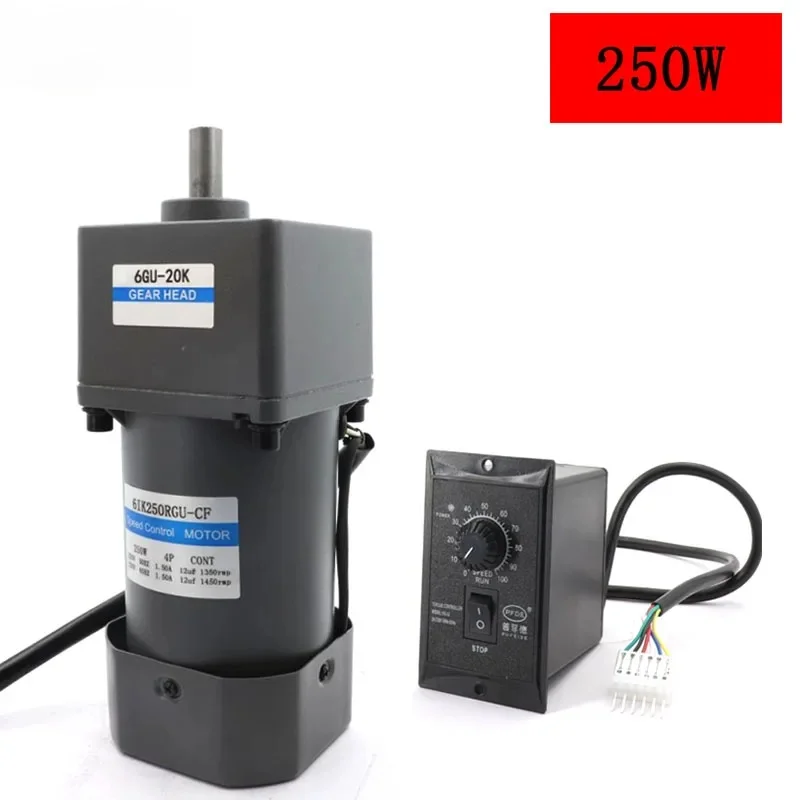 Geared Reducer With Speed Controller Set Cw Ccw 2.7-415rpm 250w Ac220v Gear Shaft Adjustable Speed Asynchronous Motor+6gu