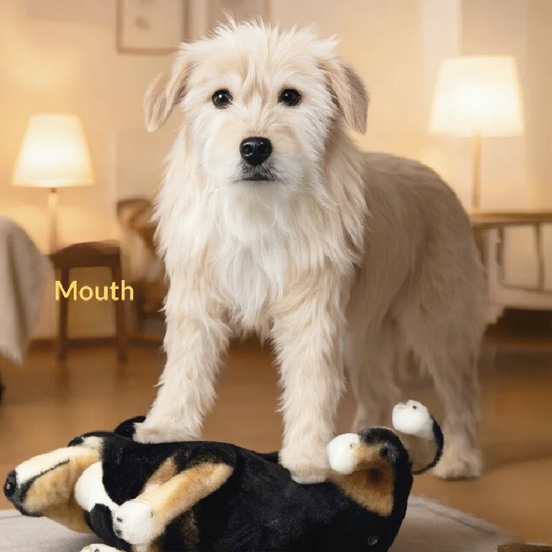 Simulation Realistic Dog Plush Toy Long Hair Stuffed Animal Doll Home Decoration Desktop Ornament Festival Gift For Adult