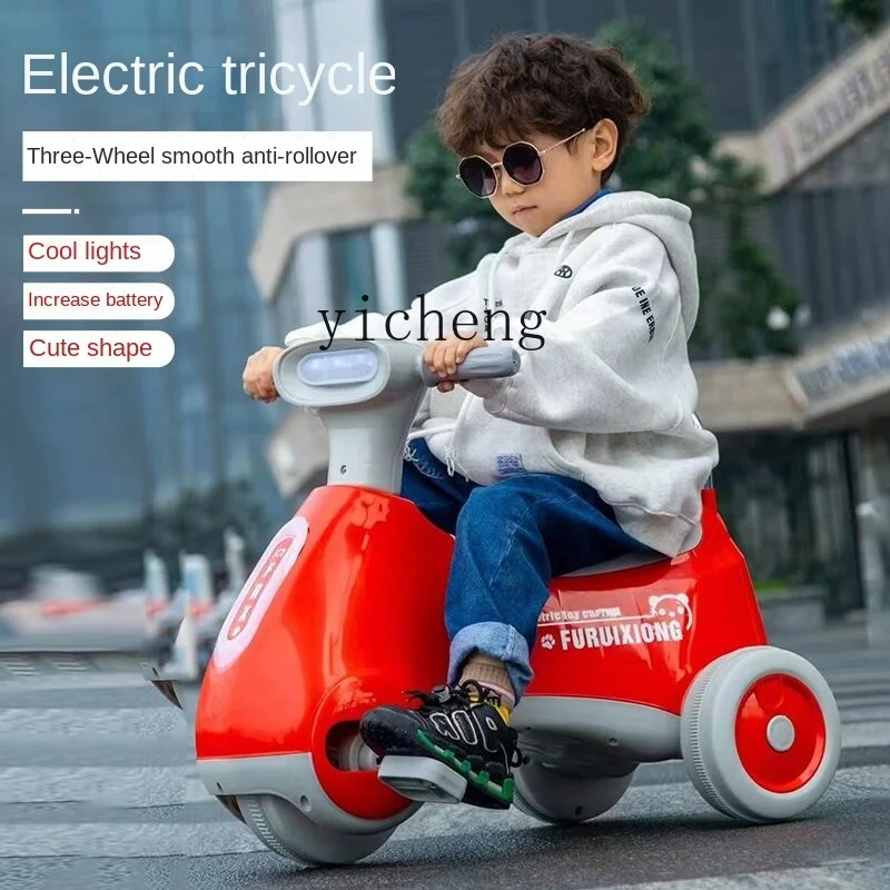 Tqh Children's Electric Motor Tricycle Boy and Girl Baby Battery Car Portable Rechargeable Pedal Toy Car