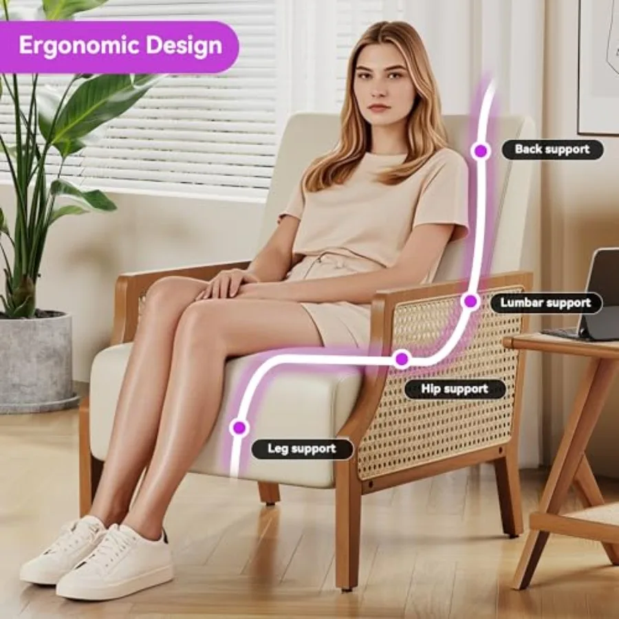 منتصف القرن لهجة كرسي مع Rattarmrest كراسي غرفة المعيشة المنجدة صالة النسيج كراسي القراءة الجانب الجلوس مزرعة Ch