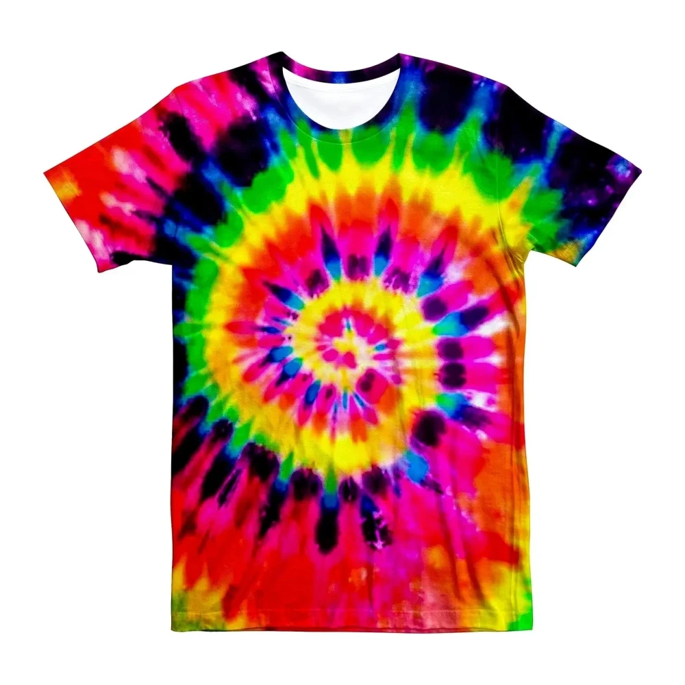 قوس قزح التعادل صبغ ثلاثية الأبعاد طباعة الاطفال ملابس تي شيرتات قصيرة الاكمام الصيف أعلى جولة الرقبة الكبار الرجال الأطفال التجفيف السريع تي شيرت