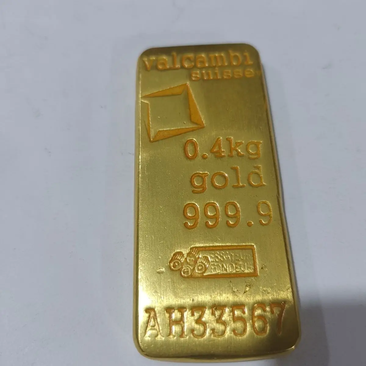 Ancient solid brass gold-plated large gold bar Swiss original replica film and television props