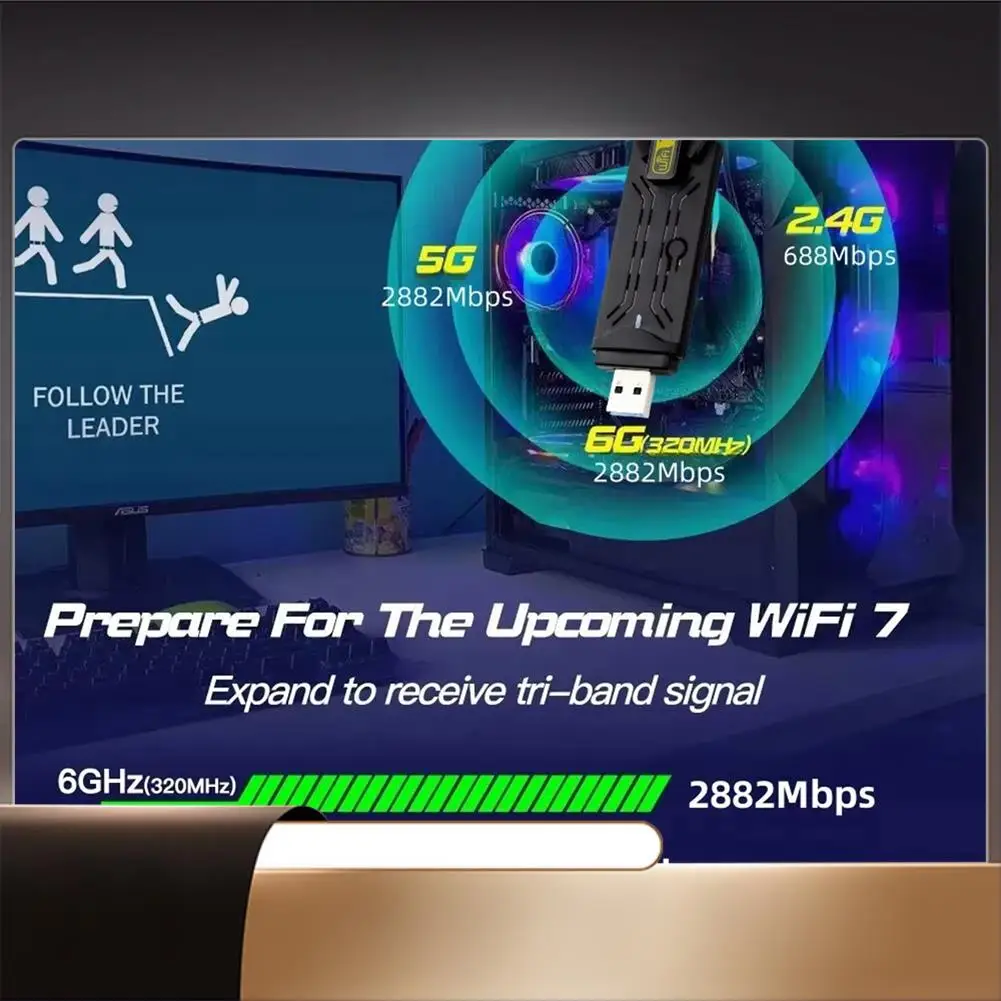 

Upgrade Wifi7 BE6500 Tri-Band Wireless Network Card Transceiver WIFI7 Wireless Network Card 2.4/5/6Ghz Wi-Fi Booster-N35R