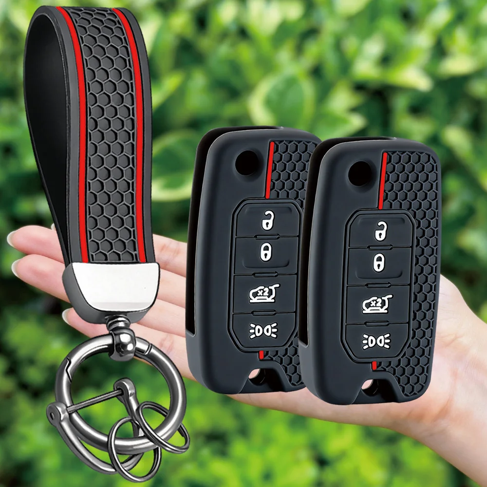 Silicone Car Remote Key Case Fob for Jeep Cherokee Compass S Renegade Grand Commander for Dodge Journey Challenger Jcuv Charger