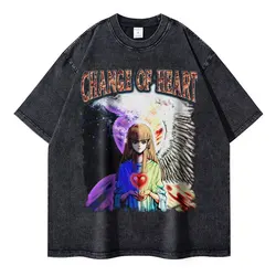 Change of Heart Washed T-shirts Men Women Anime Yu Gi Oh T Shirt Oversized Yugi Muto Tshirt Manga Seto Kaiba Tops Tees Clothing