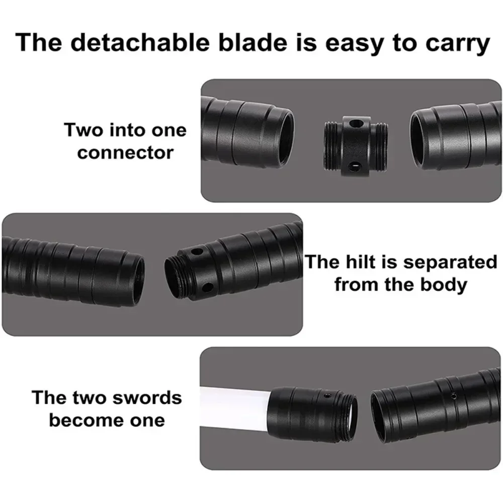 Metal Handle Lightsaber RGB 7 Colors Change LED Laser Sword Two In One Switchable Double-edged Saber Sound Full Cosplay Gift