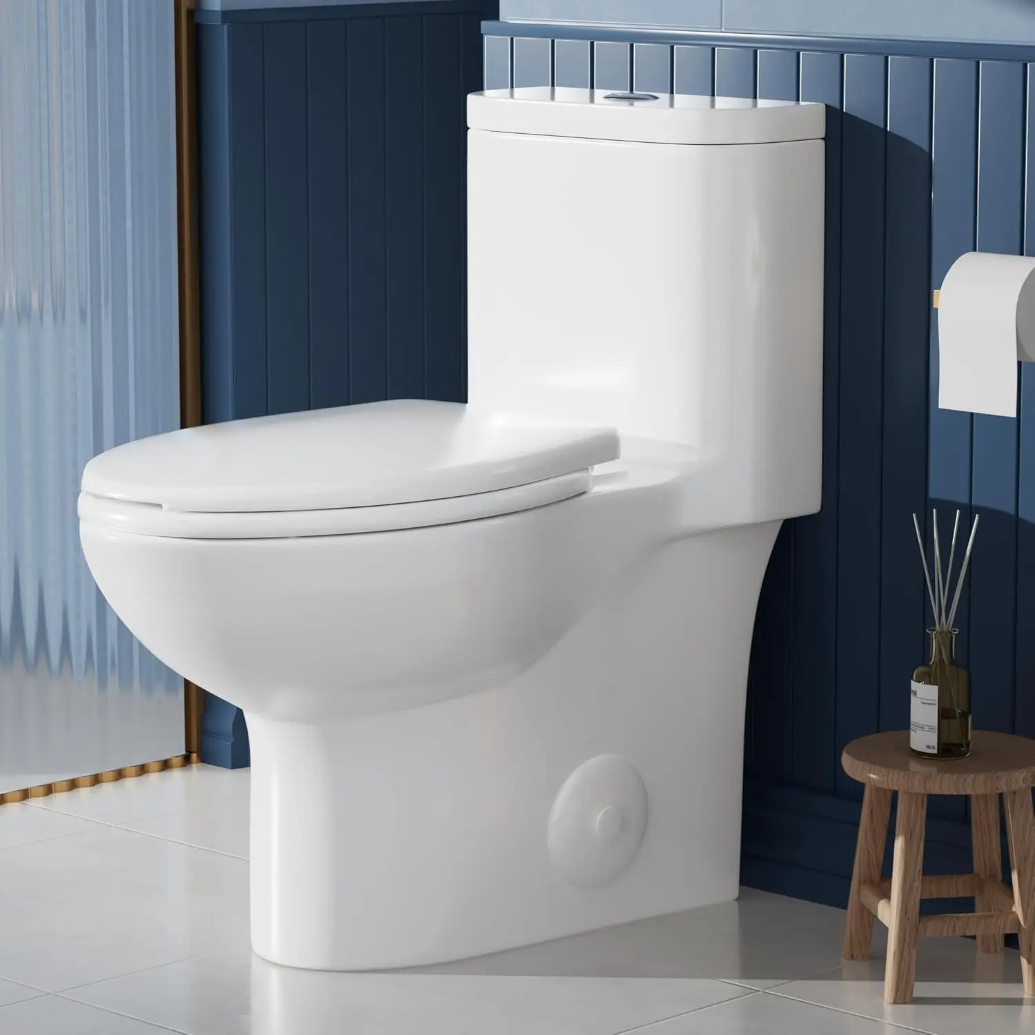 Elongated One Piece Toilet with 17.3