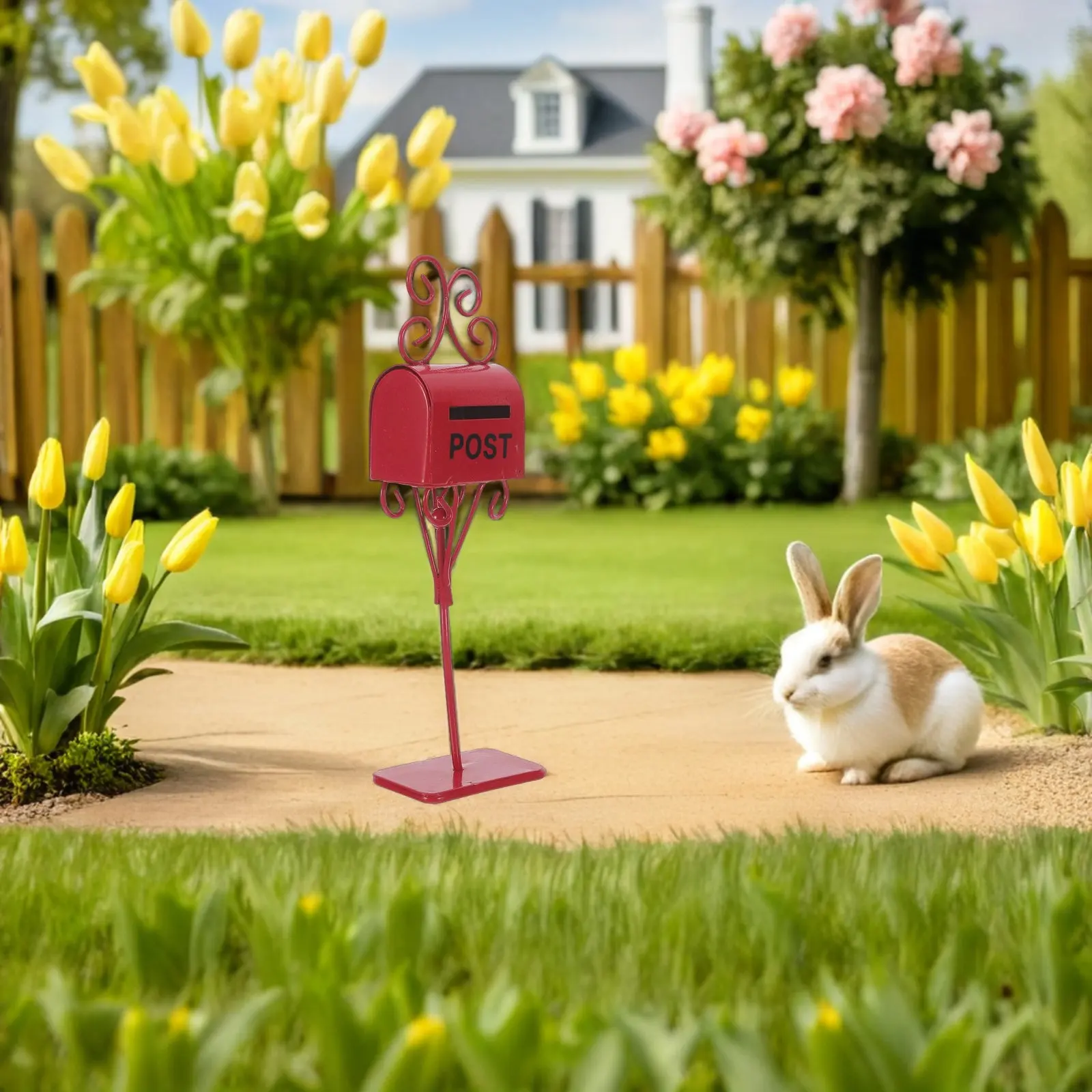 

Mini Mailbox Decor for Dollhouse Retro Red Metal Mailbox Small Vintage Post Box Miniature Scene Decoration Kids Playhouse Garden