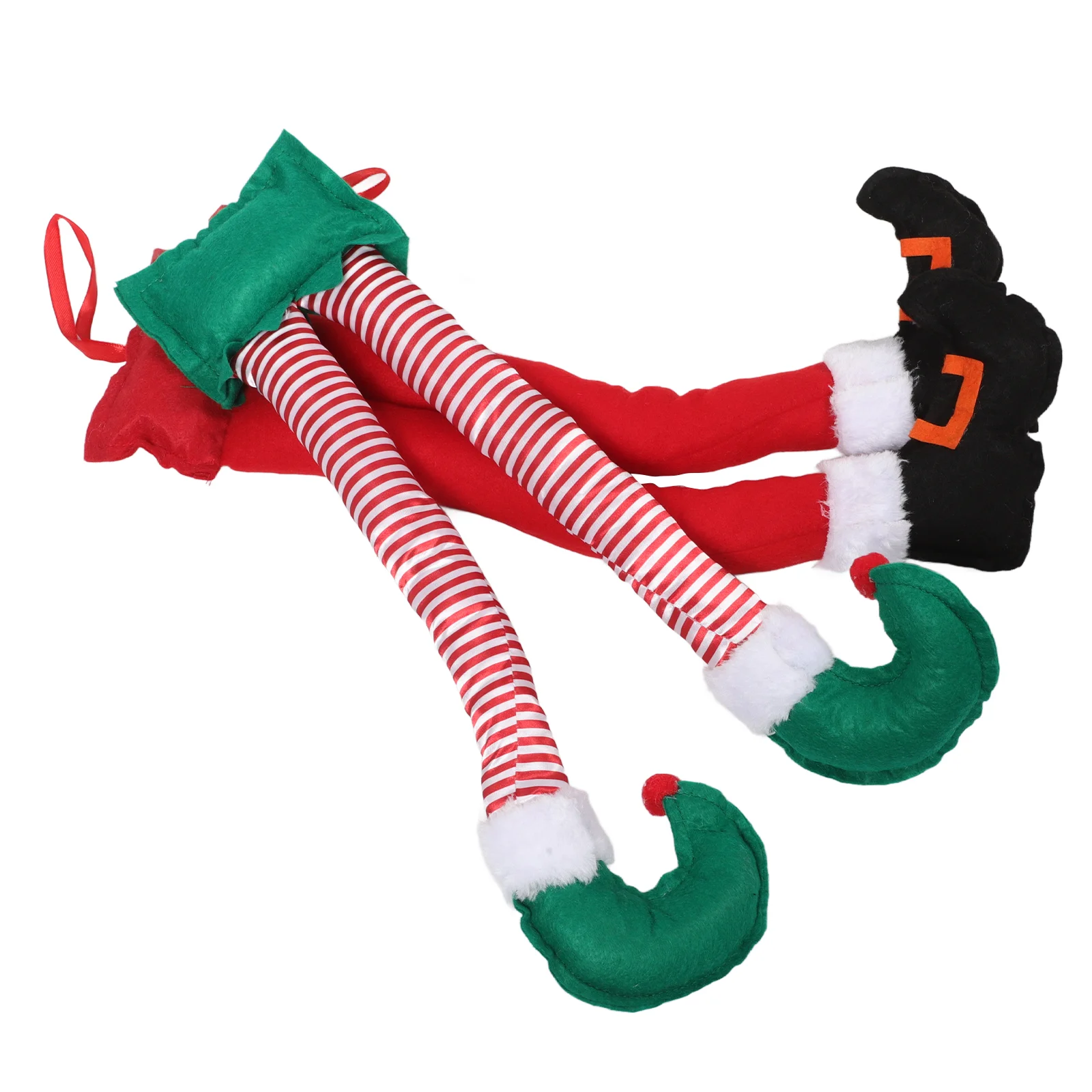 2 Pcs Christmas Decorations Tree Topper Car Leg Elf Trunk Door Legs Hanging Feet