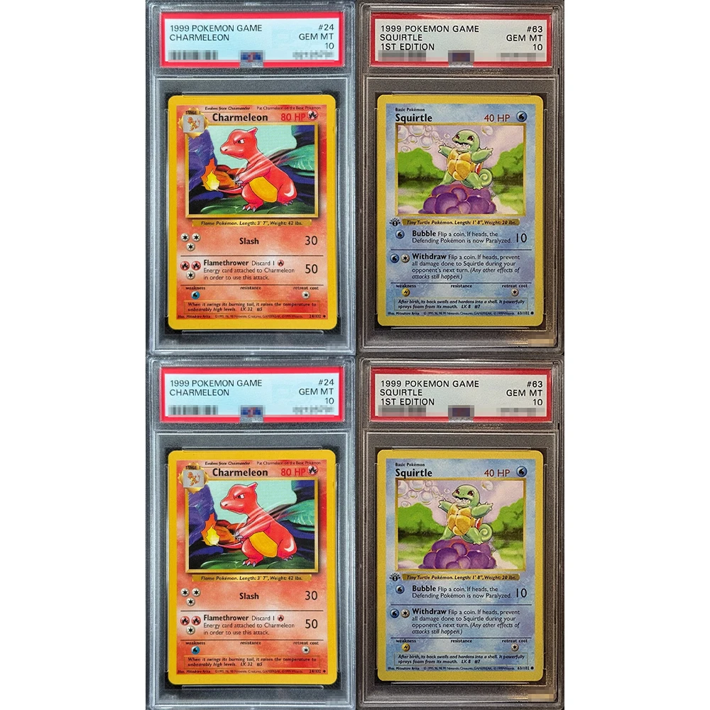 1999 Proxy Ptcg Juego de cartas de colección graduada Charmeleon Squirtle 1a edición 24/63 Gem Mt10 Etiquetas holográficas Tarjeta Regalos Juguetes