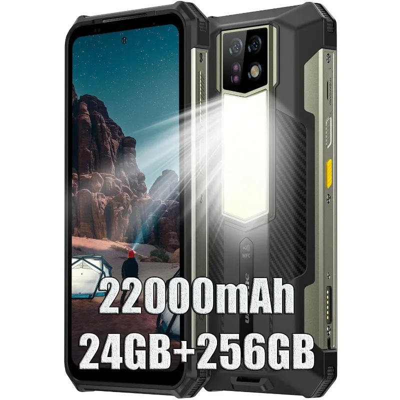 Armor 24 Rugged Phone Unlocked, 22000mAh Big Battery 66W, 24GB+256GB Android 14 Waterproof Smartphone,