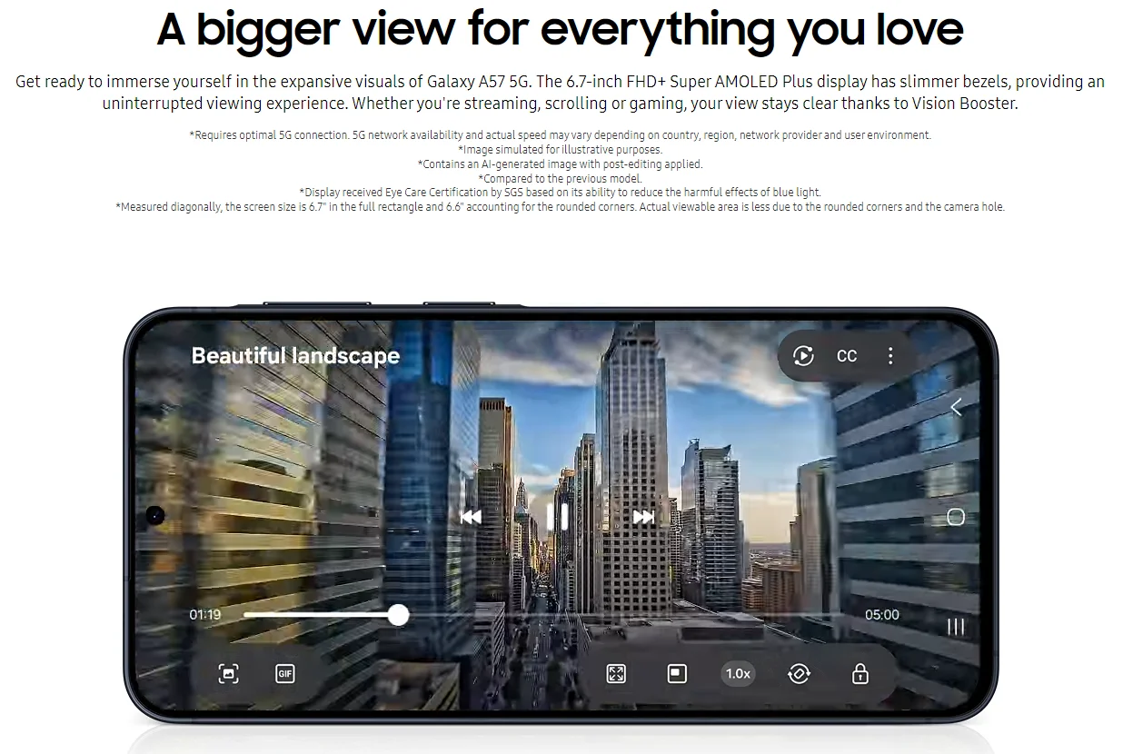 Global Version Samsung Galaxy A57 5G Smartphone 6.7" AMOLED 120Hz 5000mAh IP68 NFC