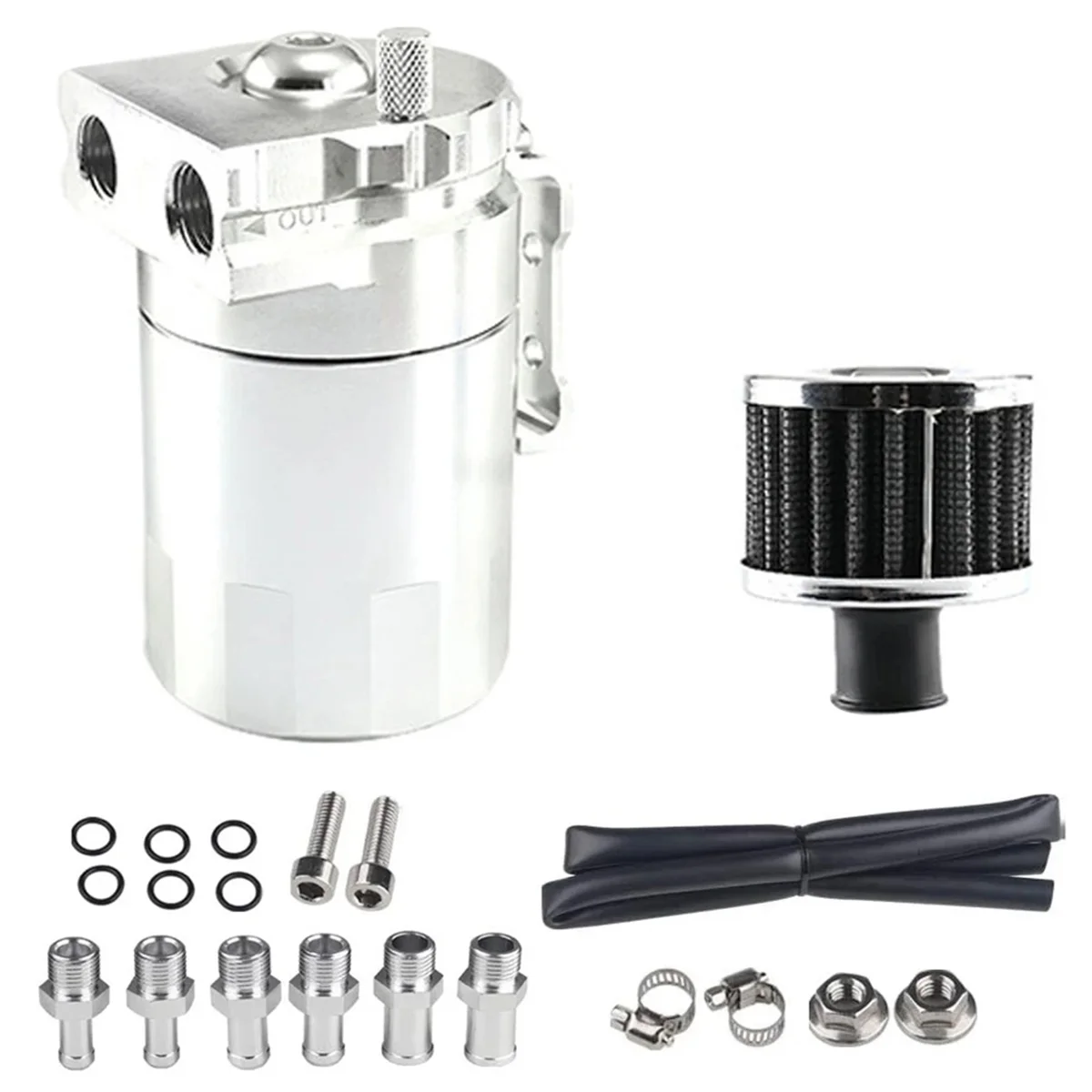 Silver Car Universal 300ML Oil Breathable Can Engine Air Separator with Vent Hole Engine Air Oil Separator