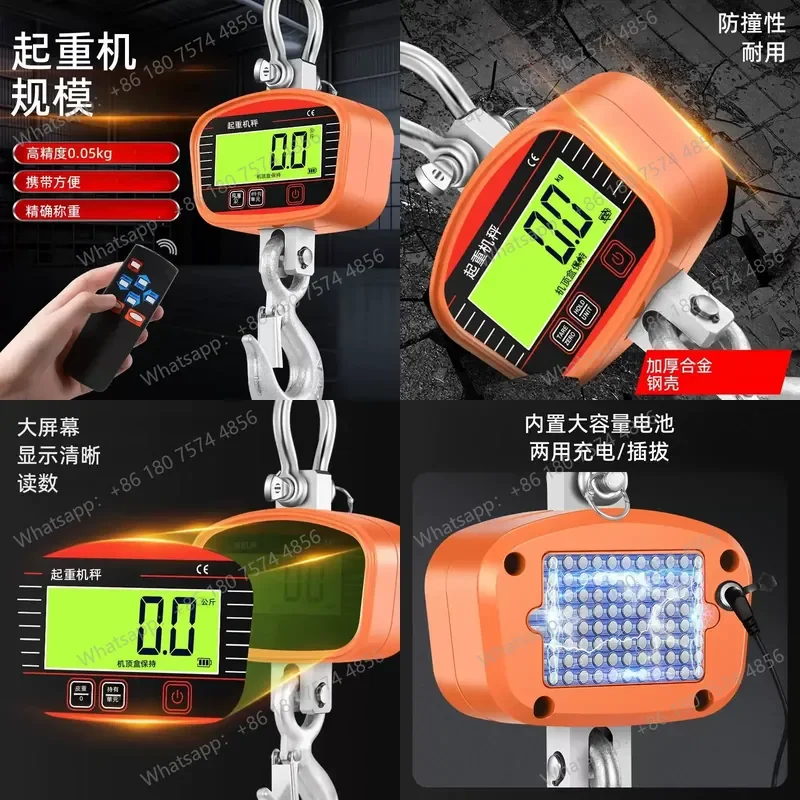 for Electronic Hanging Scale 2000kg Industrial LCD Display Portable Hook Scale 2T 1500KG Heavy Duty Crane Weighing