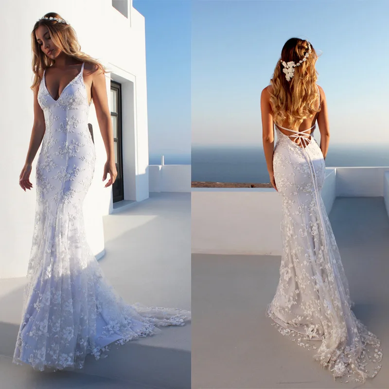 

Sexy V-neck Suspender Simple Wedding Dress 2023 Vestido De Noiva Robe De Mariee Bride Dress