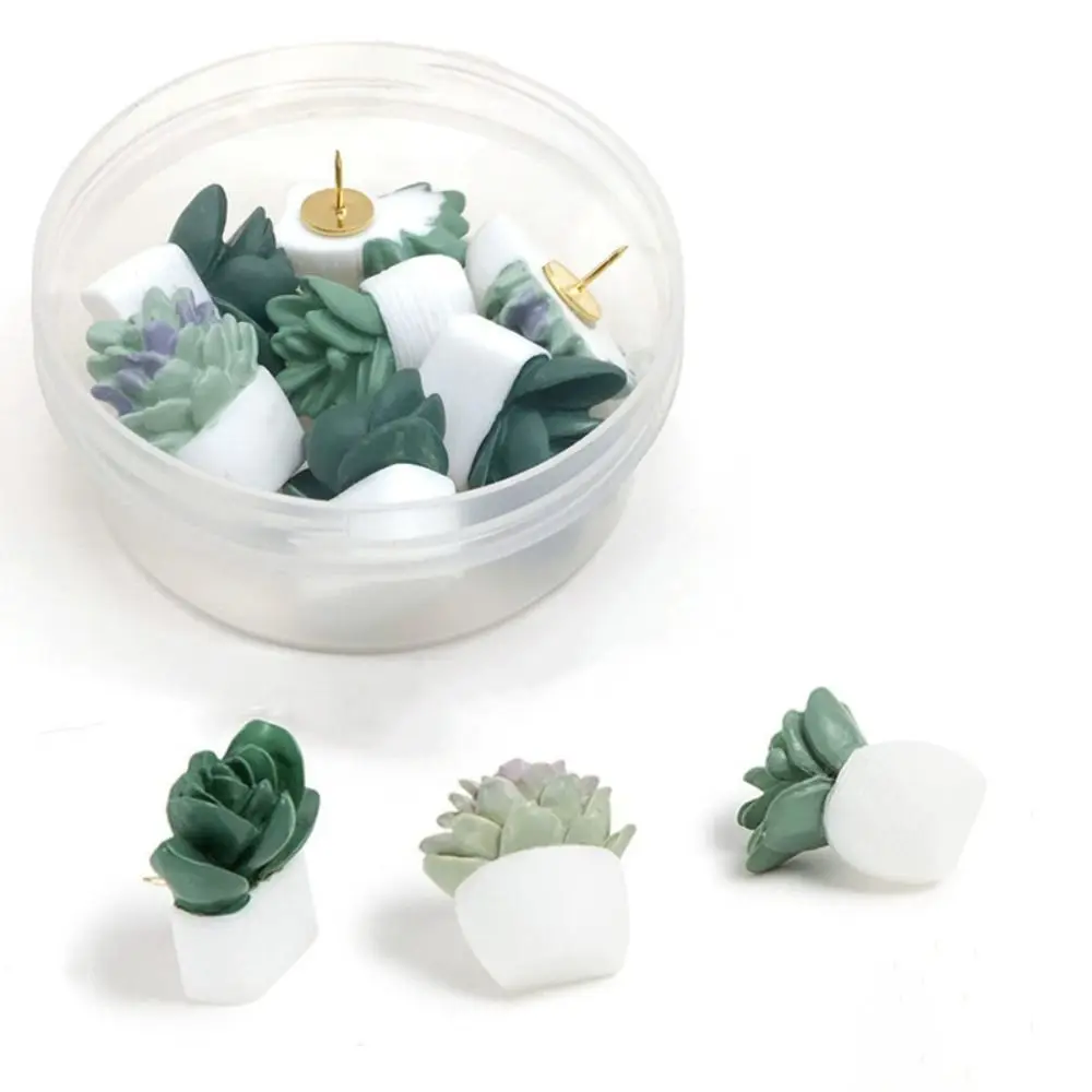 9/20Pcs Portable Creative Succulent Plants Decorative Pushpins DIY 3D Thumb Tacks Resin Reusable Cork Board Tacks Stationery