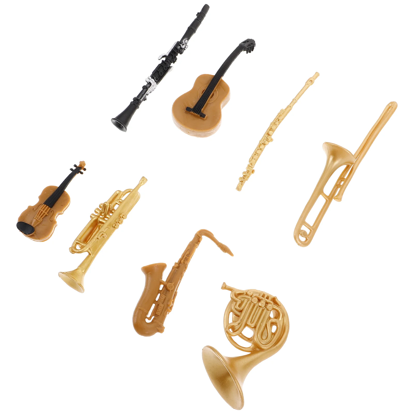 

Musical Instrument Set Guitar Decor Miniature Trumpet Model Delicate Adorable House