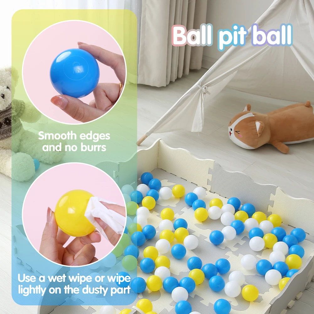 クラッシュプルーフ 100個パック カラフルなボールピットボール 子供用 プラスチックボール 幼児用 ボールピット プレイテント トンネル ベビープールおもちゃ