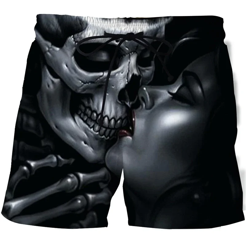 

Pop New Men's Skull 3D Print Beach Graphic Men's Casual Sports Summer Surfing Comfortable Hip Hop Pan