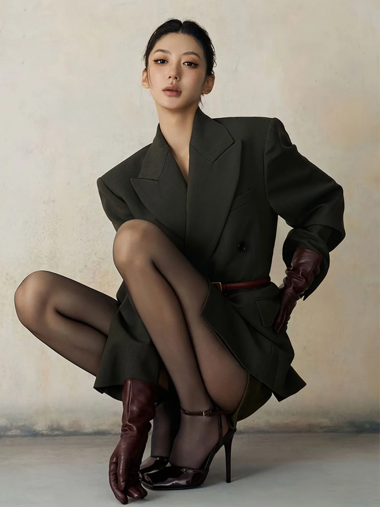 

Ele Cool Bla Jaet Women's Faionable Busin Suit Spring Important Ocn Personali ature Wind Coat