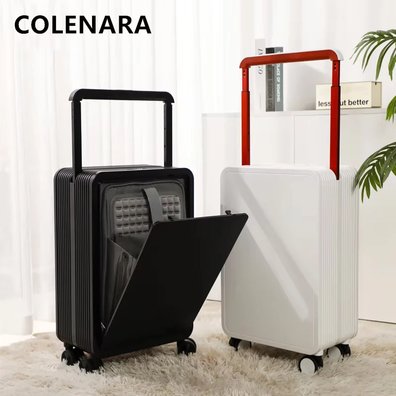 COLENARA High Quality Suitcase Front Opening Boarding Case Laptop Trolley Case 20 Inch Women's Password Box Men's Luggage