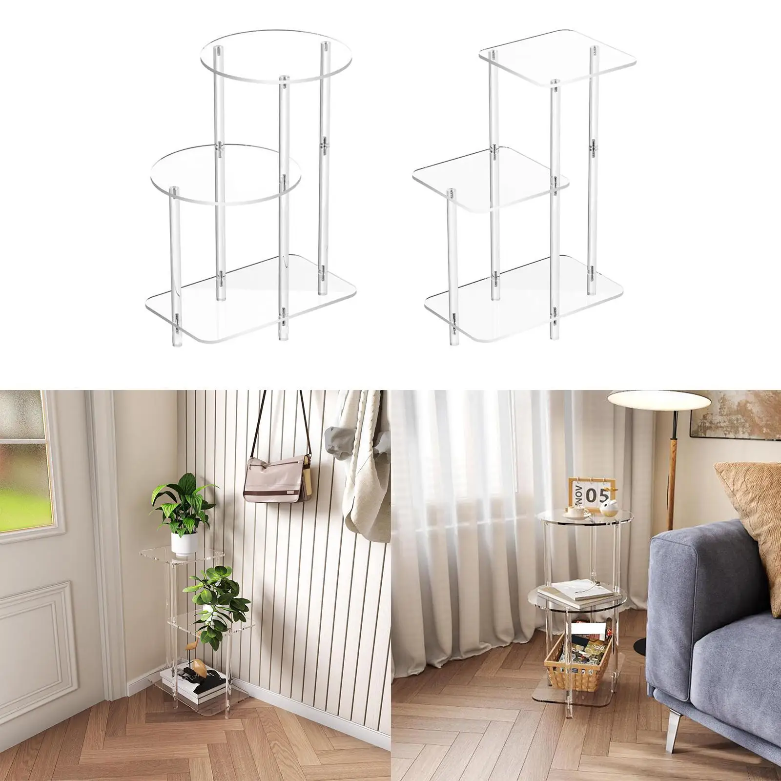 

Clear Acrylic Side Table Bedroom Furniture Small for Entrance Hotel Bathroom