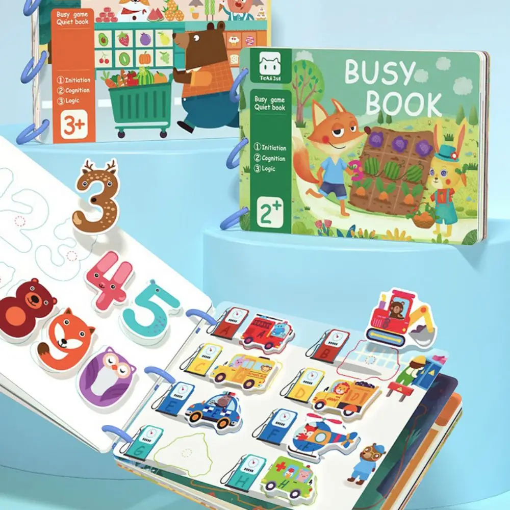 

Handmade Montessori Quiet Busy Book Three-dimensional Repeated Pasting DIY Paste Material Kit Cartoon DIY Animals Sticker Book