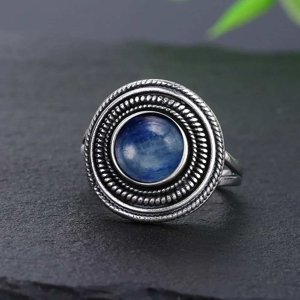 Anillo de Plata de Ley 925 con piedra Natural ovalada, 8MM, amatista, labradorita, piedra lunar, compromiso Retro, regalo de fiesta de boda para