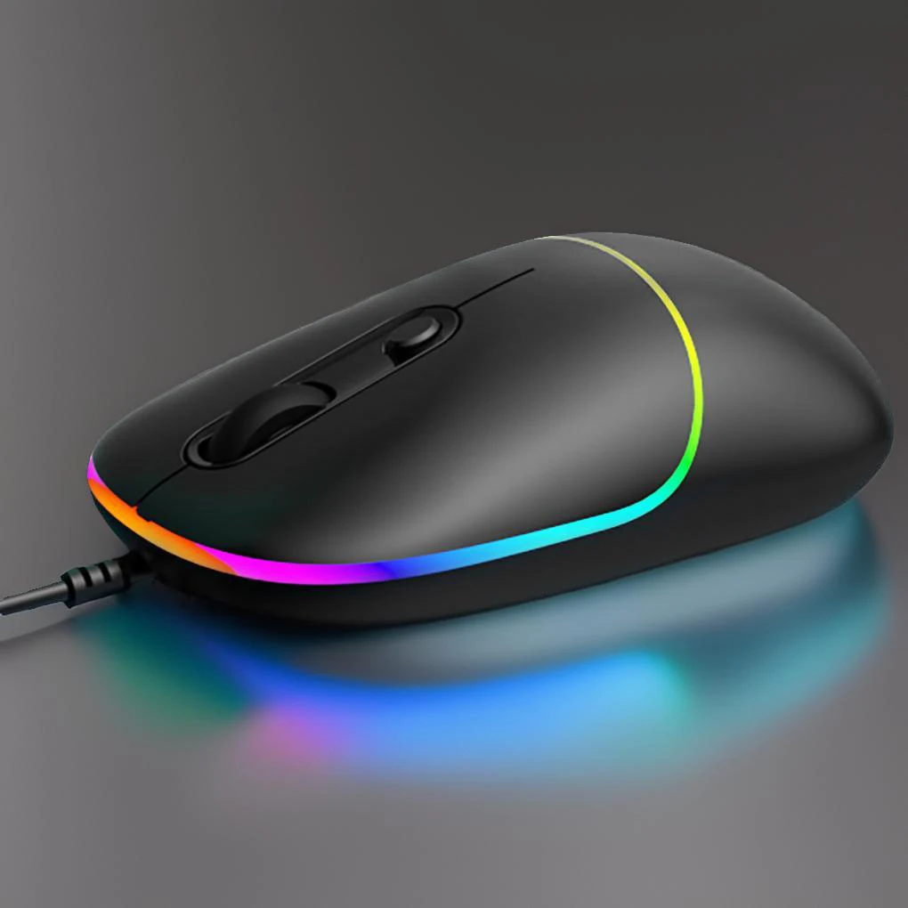 Vogue USB Wired Mouse 6400 DPI Adjustable No Fingerprint RGB Backlight Wired Mouse Office Mice For Laptops Desktop Computer