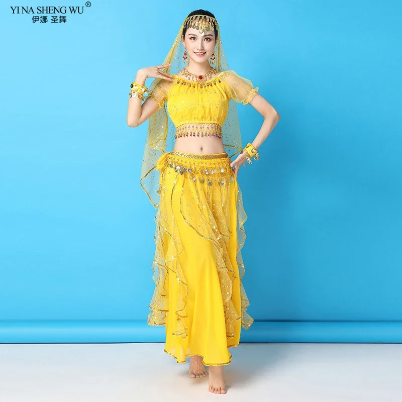 Neue Großhandel Indischen Tanz Top Rock Für Erwachsene Weibliche Bauchtanz Praxis Kleidung Frauen Bollywood Dance Performancev Kostüme