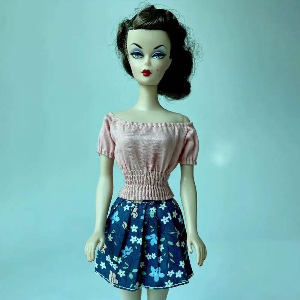 Gedrukte poppen Zomeroutfit Aankleden DIY Accessoires Sexy Leuke Kleding Meisje Speelgoed T-shirt Plooirok voor 1/6 BJD 30 cm poppen